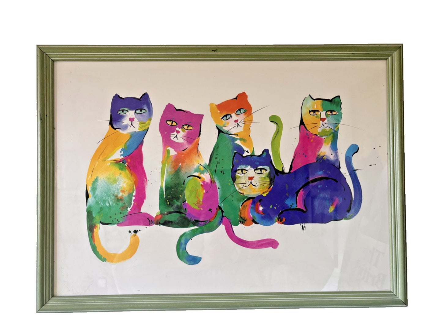 Large Framed Colourful Cats — Original Artwork