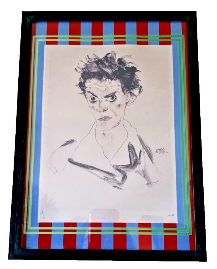 Egon Schiele Self Portrait — Bold Colour Block Framed Print