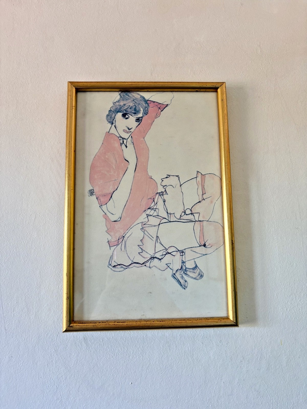 Egon Schiele Wally in Red Blouse — Expressionist Framed Print