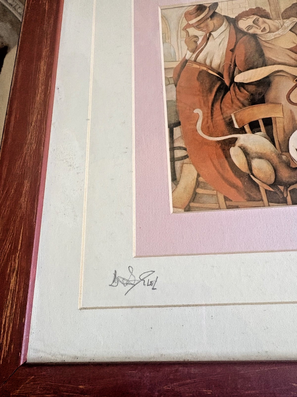 Signed Vintage Art Deco Couple — Framed Print