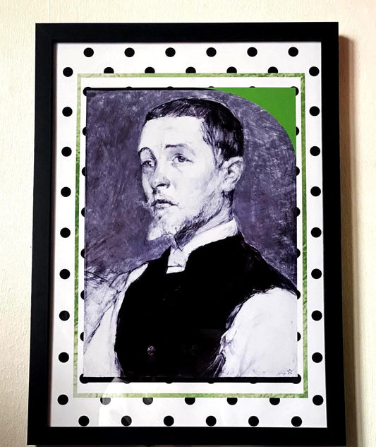 Toulouse Lautrec Portrait Print, Monochrome Polka Dot Art, Quirky Gallery Wall Decor A4