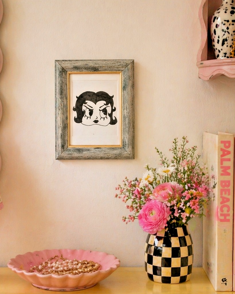 Hand Drawn Betty Boop Original Art | Framed Fan Art | Retro Animation Wall Art