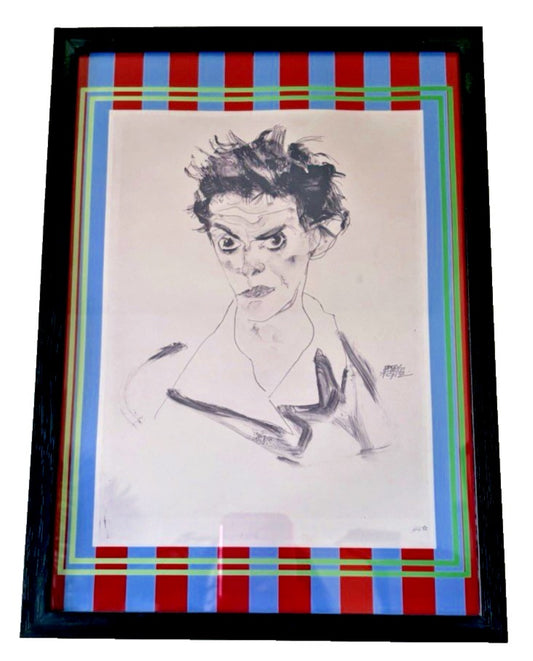 Egon Schiele Self Portrait — Bold Colour Block Framed Print