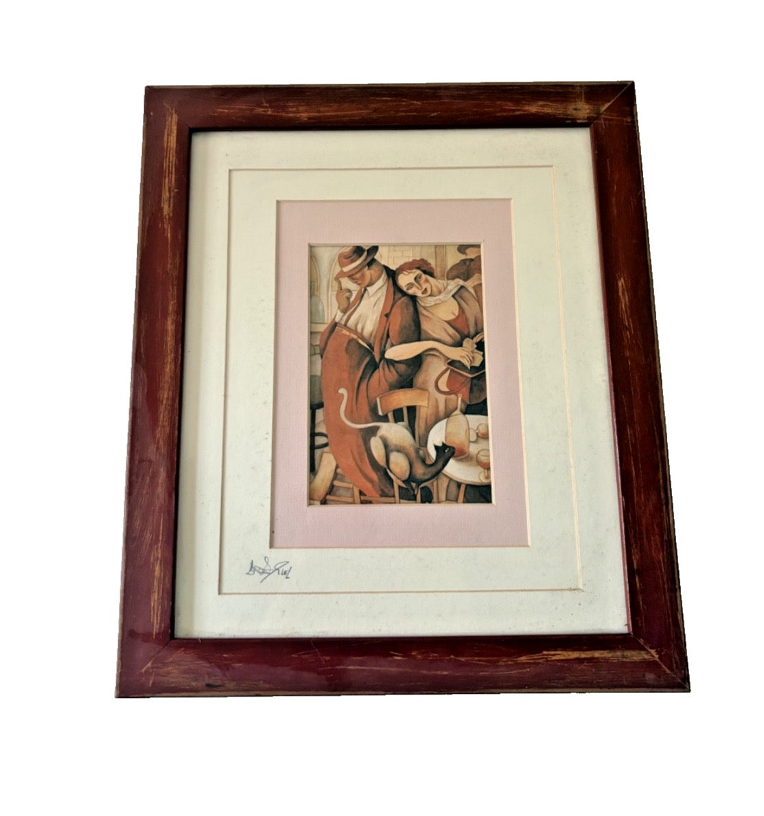 Signed Vintage Art Deco Couple — Framed Print