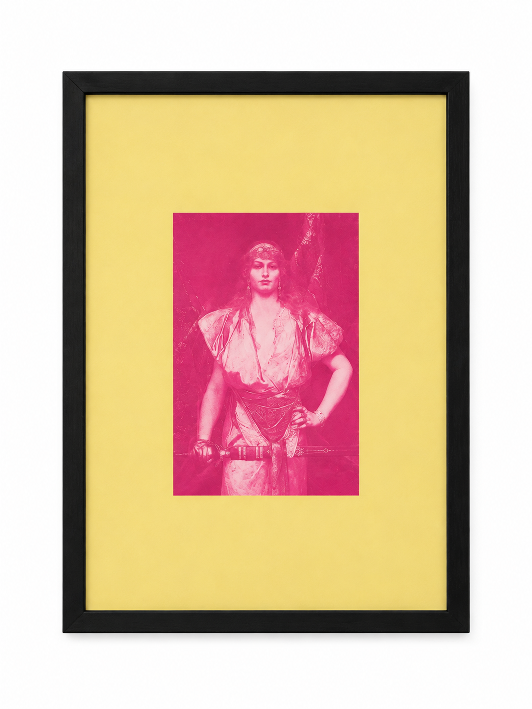 Female Warrior in Pink | Vintage-Inspired Framed Artwork
