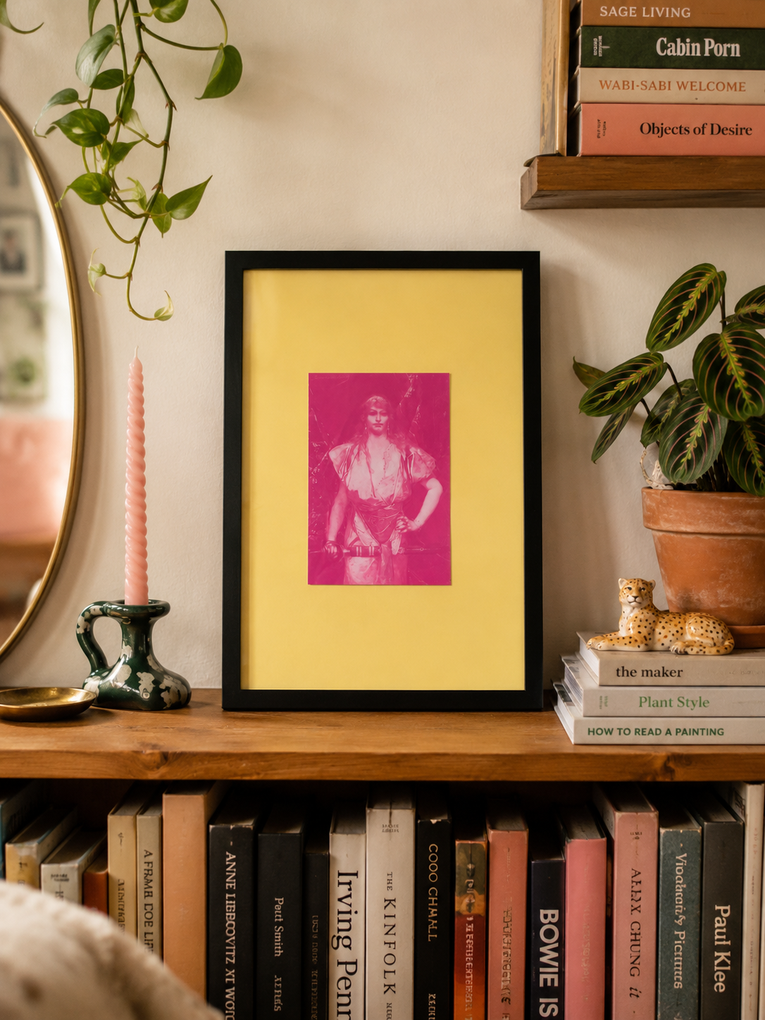 Female Warrior in Pink | Vintage-Inspired Framed Artwork