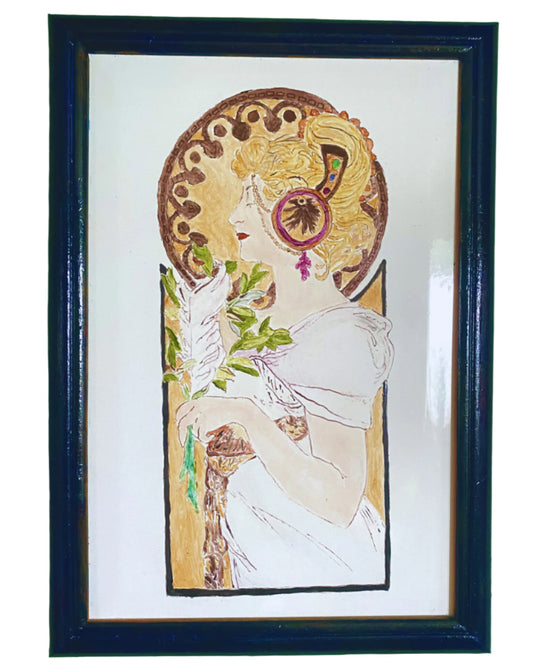 Art Nouveau Antique Art Print - Framed