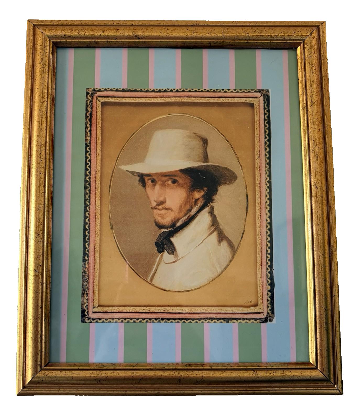 Regency Gentleman Portrait Print, Pastel Striped Gallery Wall Art, Eclectic Vintage Decor