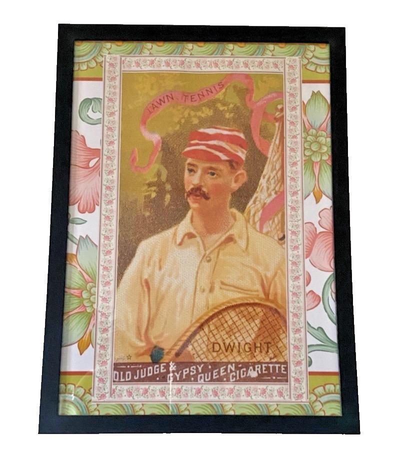 Vintage Lawn Tennis Art Print | Dwight Cigarette Ad, Clashing Floral, Framed A4