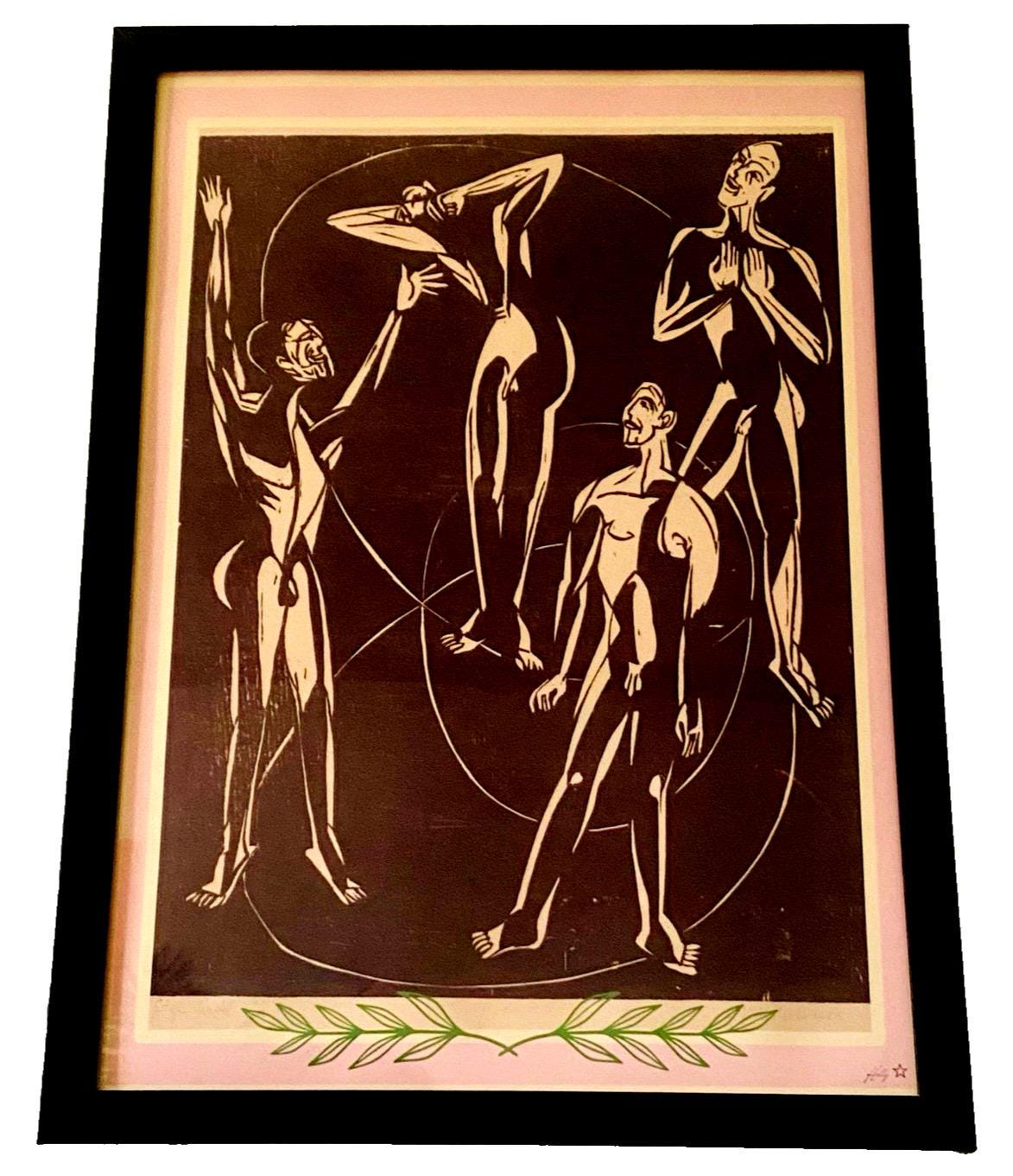 Framed Male Figure Study | Original Wall Art | Baby Pink & Black | A4 Vintage Reimagined Print