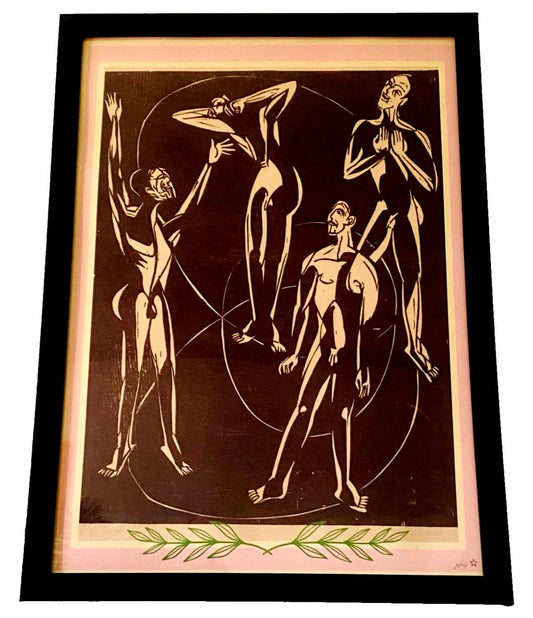 Framed Male Figure Study | Original Wall Art | Baby Pink & Black | A4 Vintage Reimagined Print