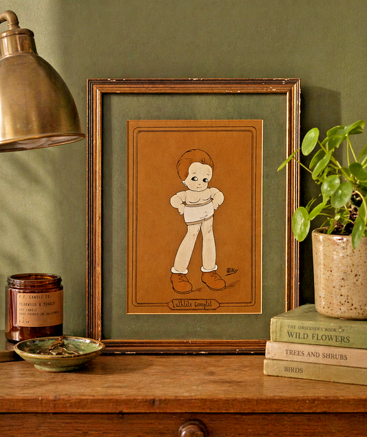 Vintage French Athlete Illustration Print | Framed Original | Rare Cartoon Art |