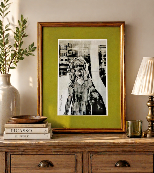Original Rare Signed Framed Collage Art | Thomas King | Black White Green