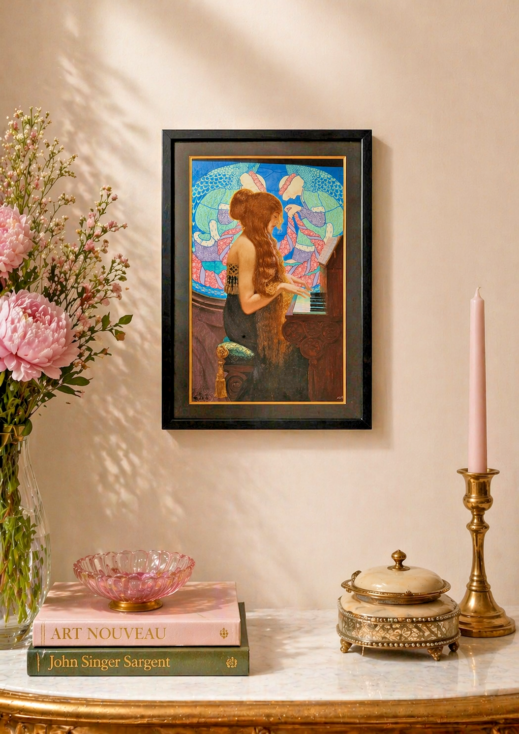 Edward Okuń 'Sacred Music' 1915 | Framed Art Print | Black & Gold | A4