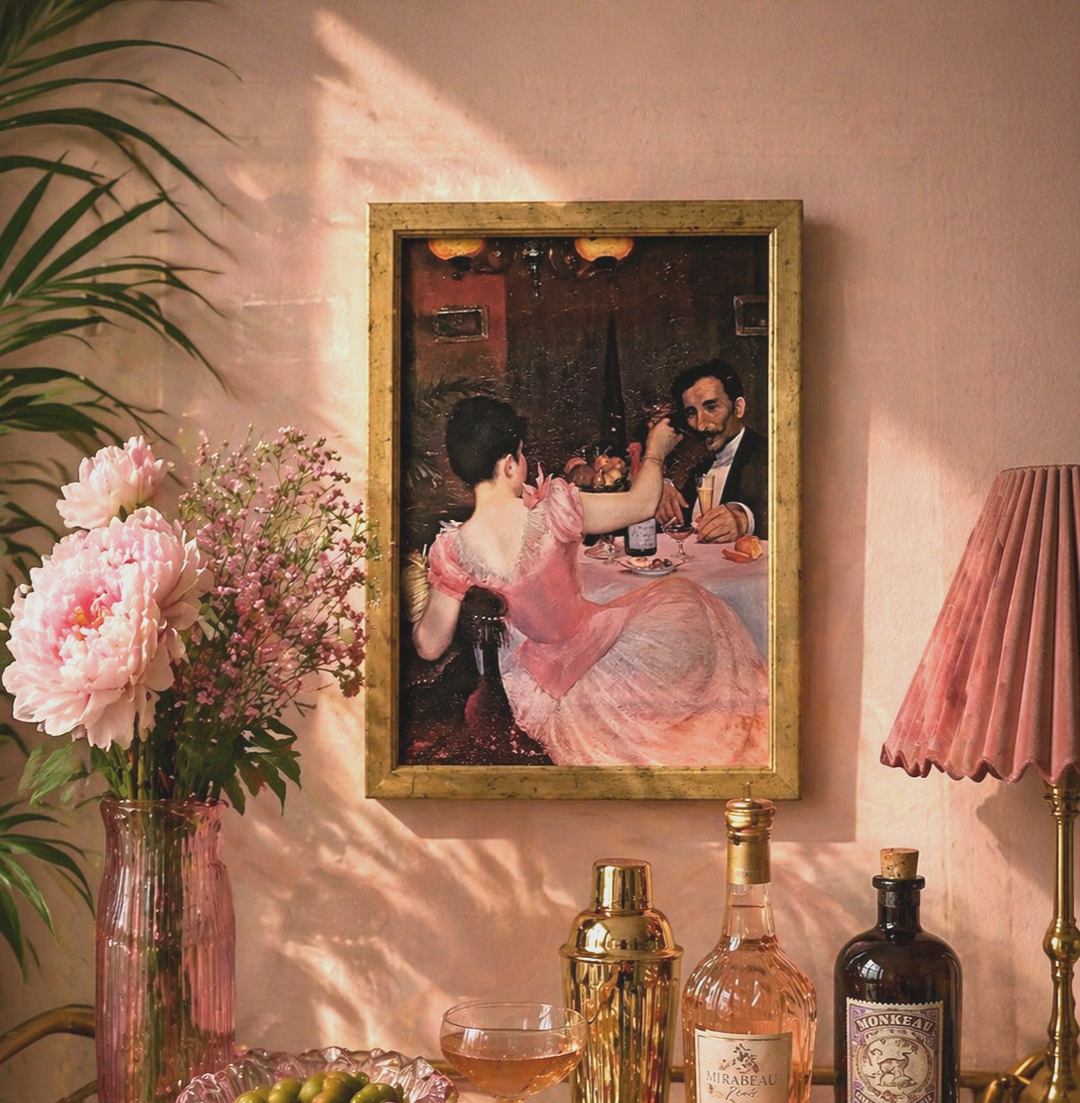 Victorian Café Scene Art Print | Impressionist Woman Portrait Framed Vintage A4